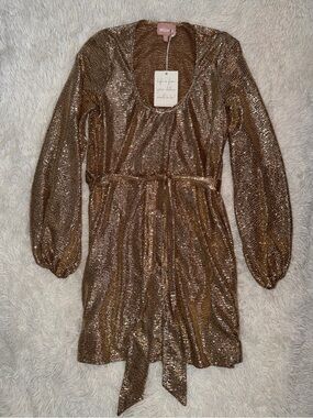 Show Me Your Mumu Gold Sequin Wrap-Style Dress